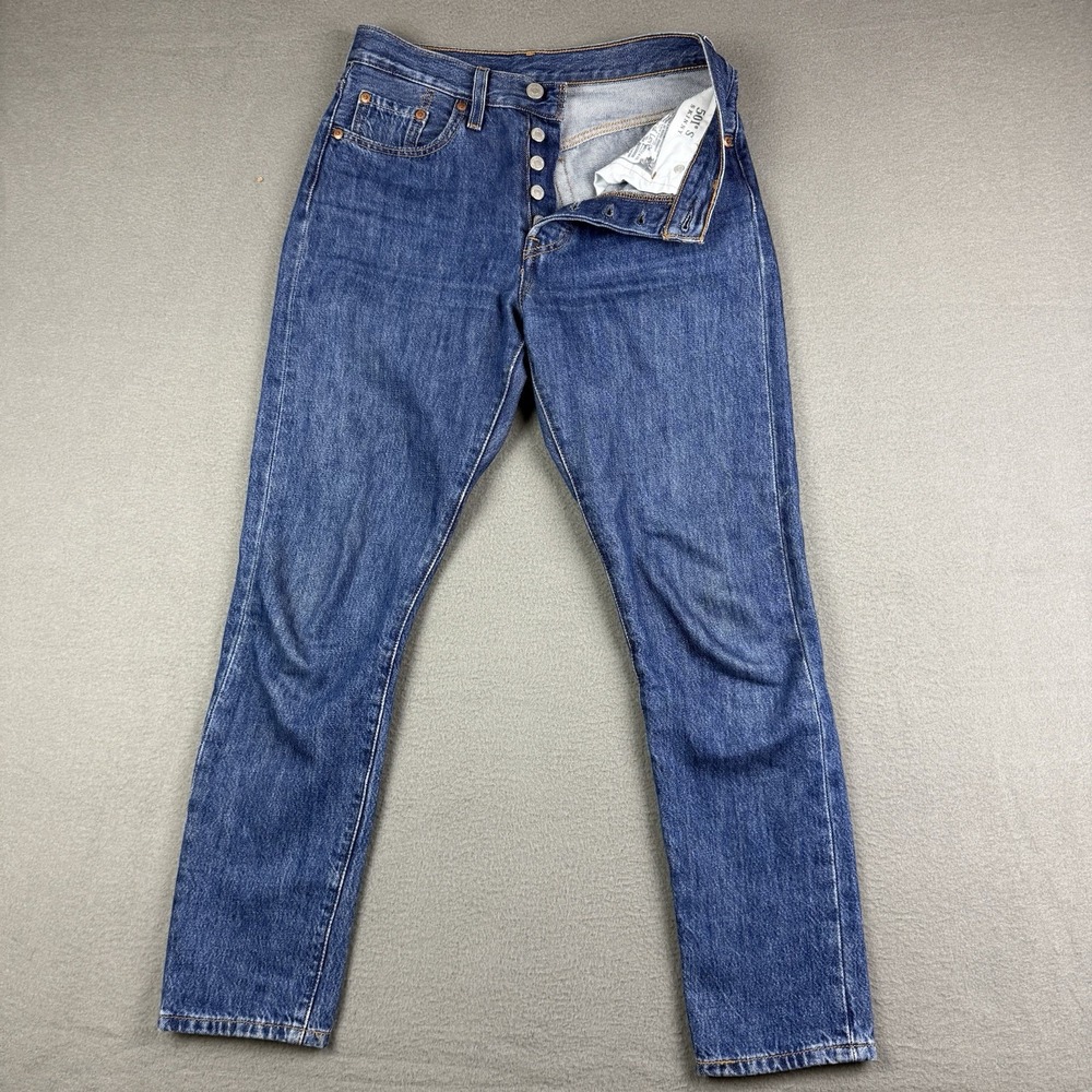 Levis Premium 501 Skinny Womens‎ 25x28 Medium Wash Button Fly Denim Jeans